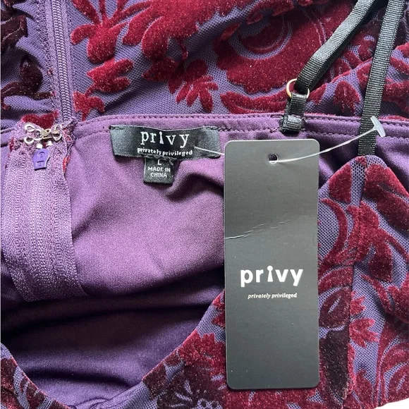 Privy Burgundy and Purple Floral Slip Dress - Picture 7 of 7